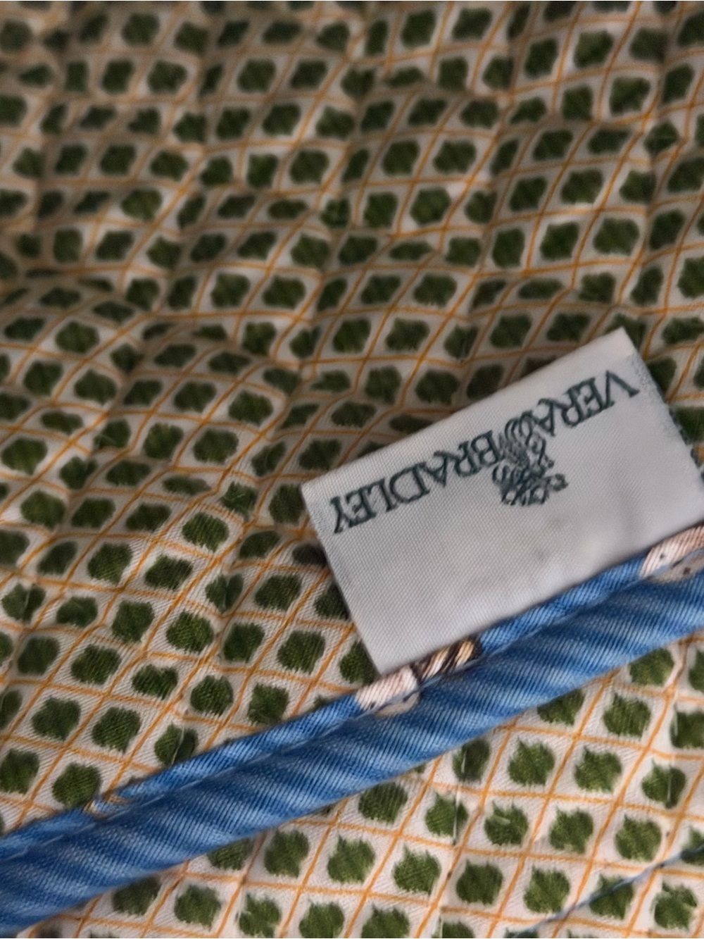 Vera Bradley Blue Quilted Tote with Yellow Rose Trim - Picture 10 of 16